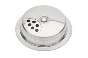 Jarware Stainless Steel Mason Jar Shaker Lid Shown by itself on a white background.